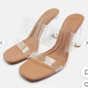 Zara Women's Clear/Tan Heels